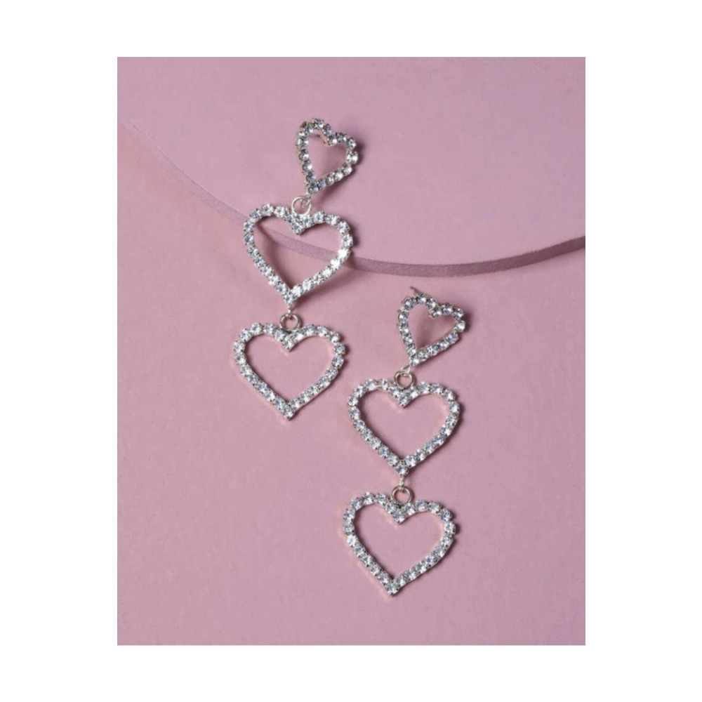 courtesy Trio Kalp Figürlü Kristal Taşlı Rhinestone Lüx Küpe Bijuteri Küpe Fiyatı