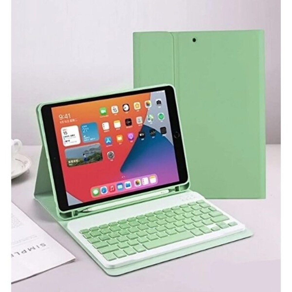 Cover Center Ipad 7.nesil 8.nesil 9.nesil 10.2 Uyumlu Bluetooth Özellikli Kalem Bölmeli Klavyeli Tablet Kılıfı - Açık Yeşil Tablet Kılıfı Fiyatı