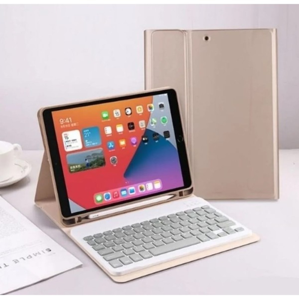Cover Center Ipad 7.nesil 8.nesil 9.nesil 10.2 Uyumlu Bluetooth Özellikli Kalem Bölmeli Klavyeli Tablet Kılıfı - Gold Tablet Kılıfı Fiyatı