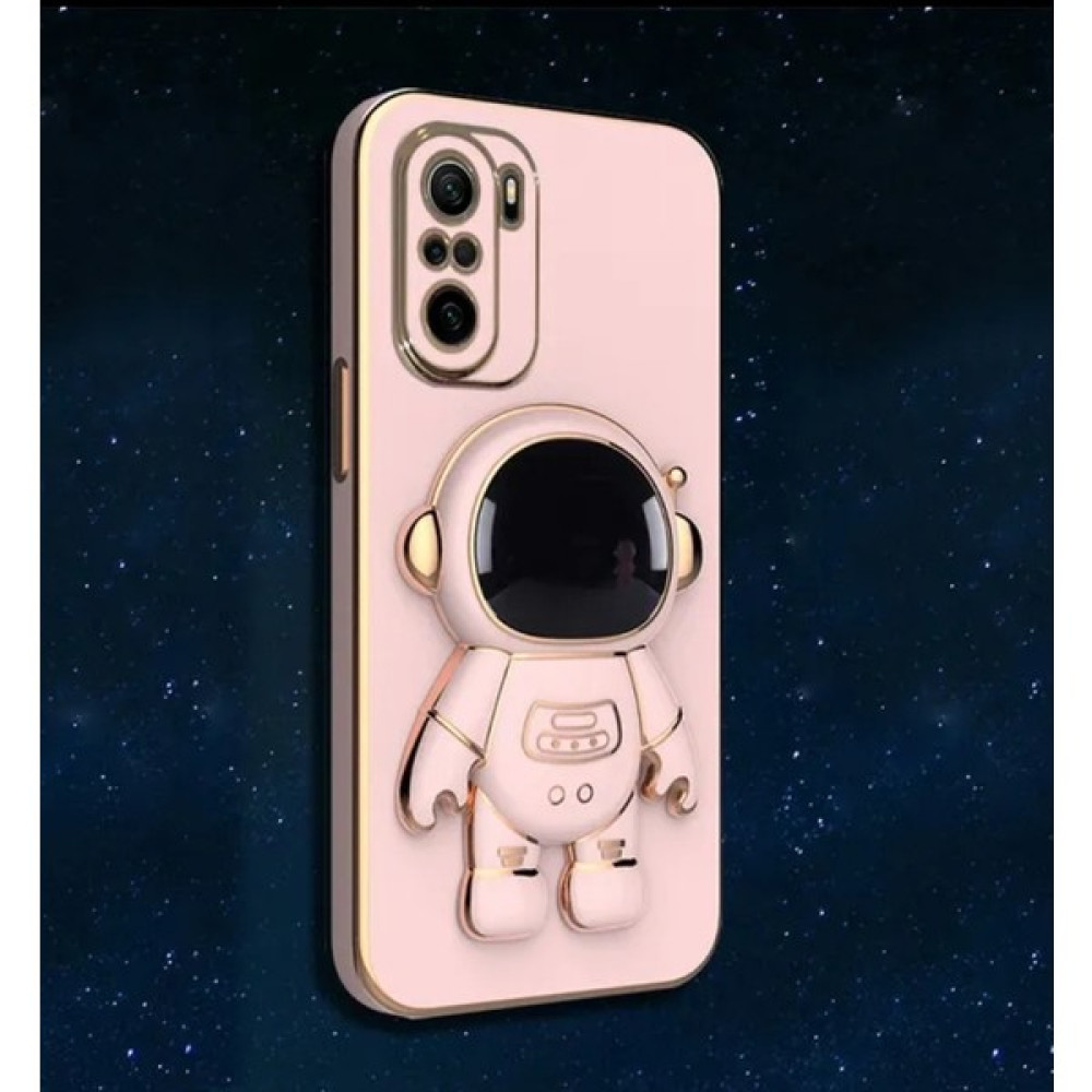 Cover Center Xiaomi Redmi Note 10 Pro Kılıf Kamera Korumalı Astronot Standlı Sevimli Parlak Gold Kenar - Açık Pembe Cep Telefonu Kılıfı Fiyatı