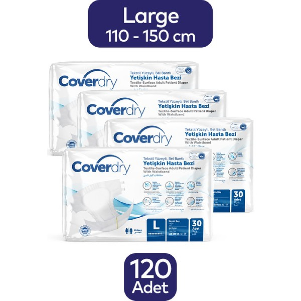 Coverdry Bel Bantlı Hasta Bezi Large 30 Lu 4 Paket 120 Adetli - L Hasta Bezleri ve Temizliği Fiyatı