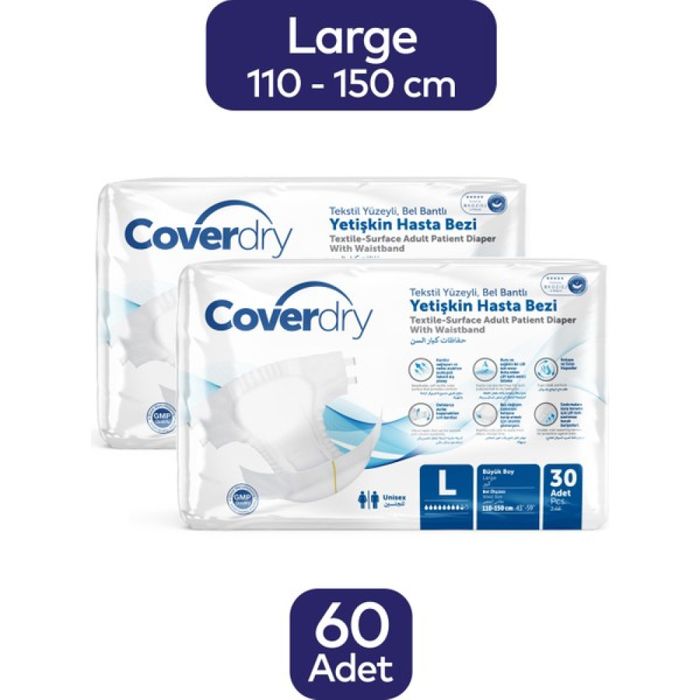 Coverdry Bel Bantlı Hasta Bezi Large 60 Adet Hasta Bezleri ve Temizliği Fiyatı
