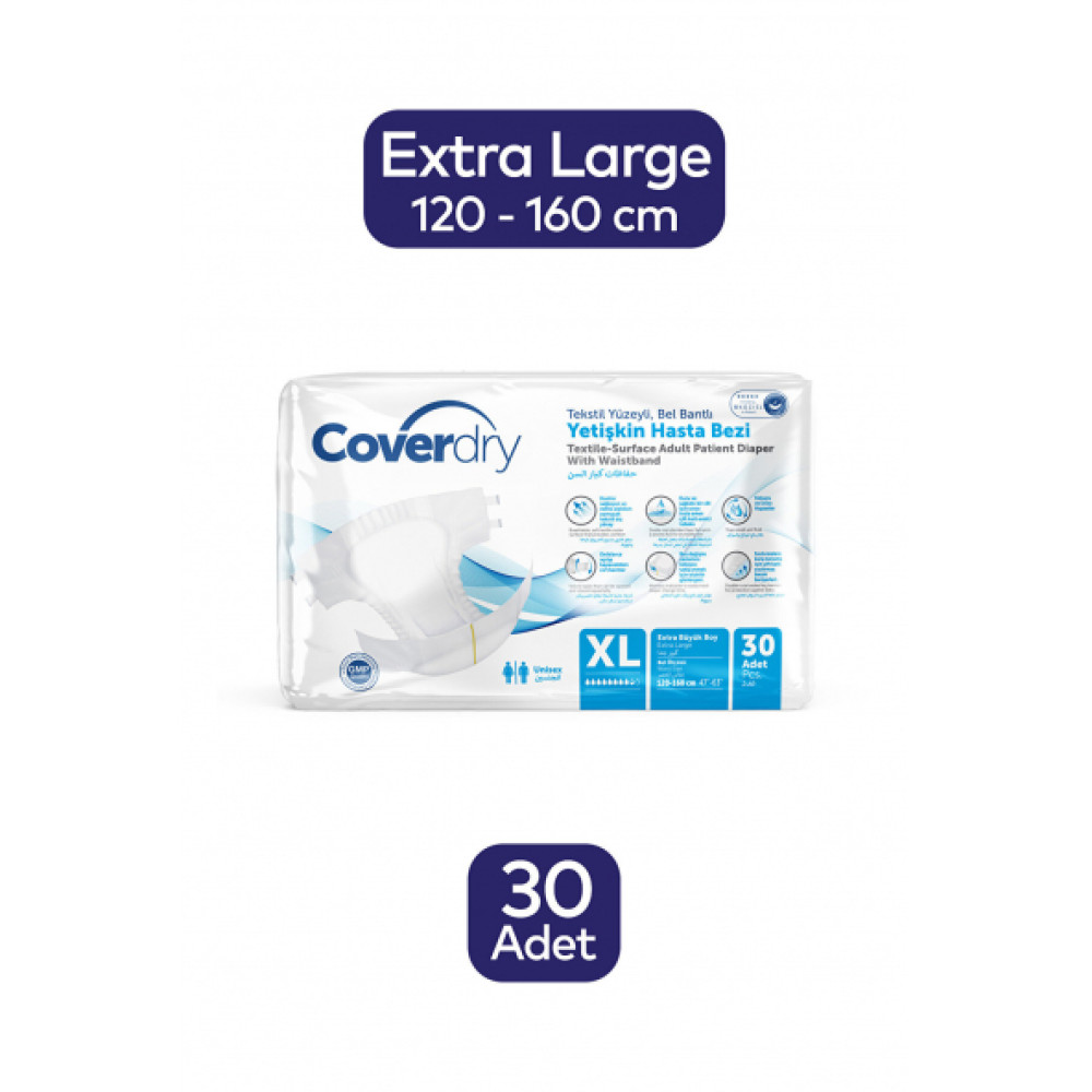 Coverdry Belbantlı Xlarge 30 Adet Hasta Bezleri ve Temizliği Fiyatı
