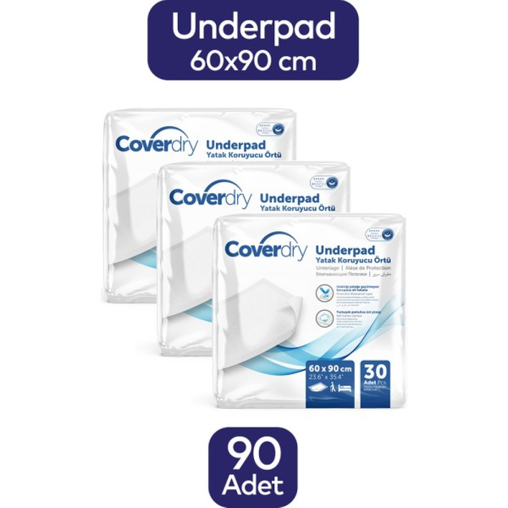 Coverdry Hasta Altı Serme Bezi 60x90 - 30 Adetli - 3 Paket - M Hasta Bezleri ve Temizliği Fiyatı