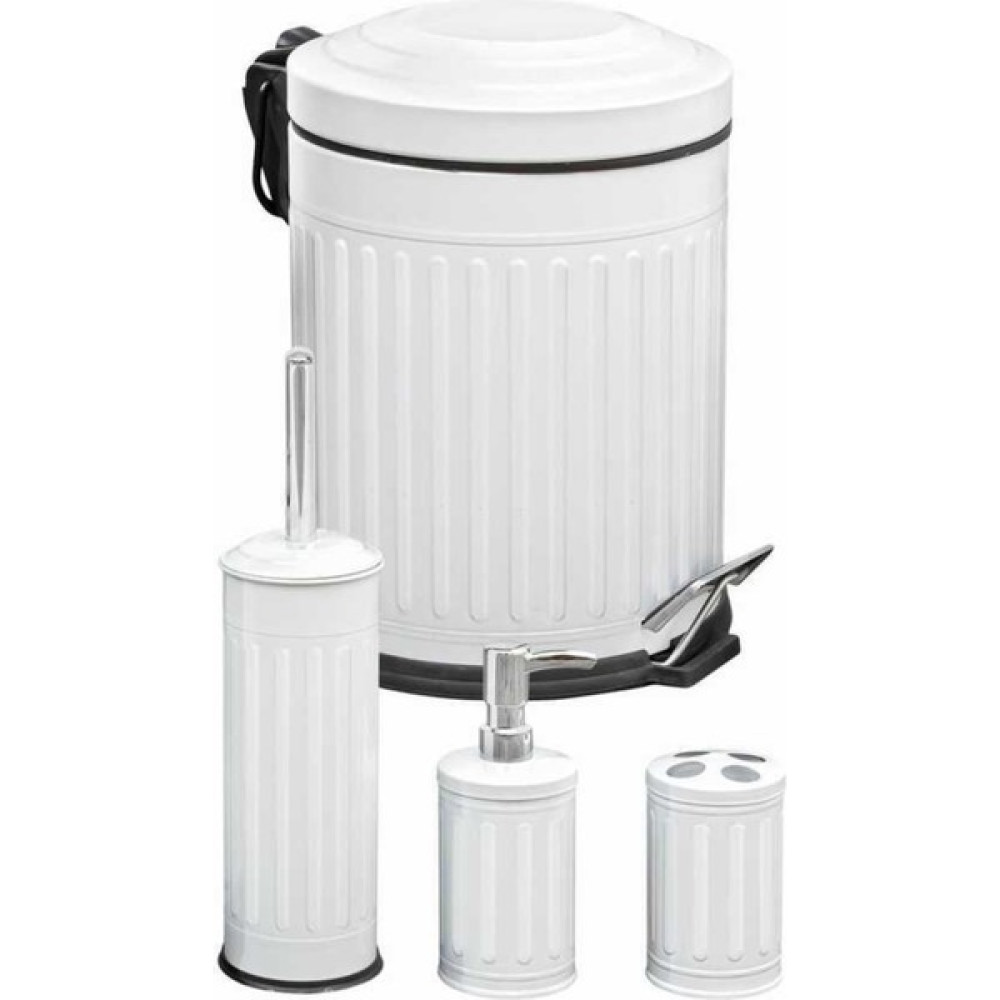 Coverest 5 Lt Vintage Serisi 4 Lü Banyo Seti Amortisör Kapaklı Beyaz Çöp Kovası Eşya Saklama / Düzenleme Fiyatı