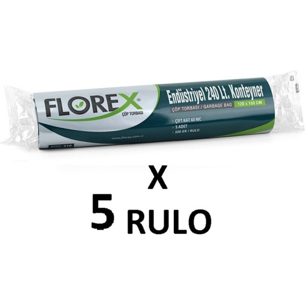 Coverest Florex Standart Endüstriyel 240 Lt Konteyner ( 120X150 cm ) Siyah Çöp Poşeti 5 Rulo 5*5=25 Adet - 120 x 150 cm Çöp Poşetleri Fiyatı