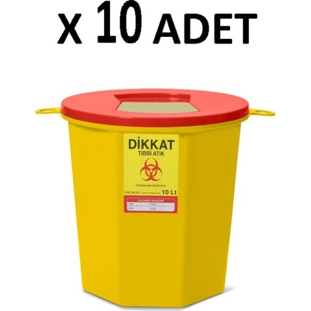 Coverest Kesici ve Delici Tıbbi Enfekte Atık Çöp Kovası 10 Lt ( 10 Adet ) - Sarı Eşya Saklama / Düzenleme Fiyatı