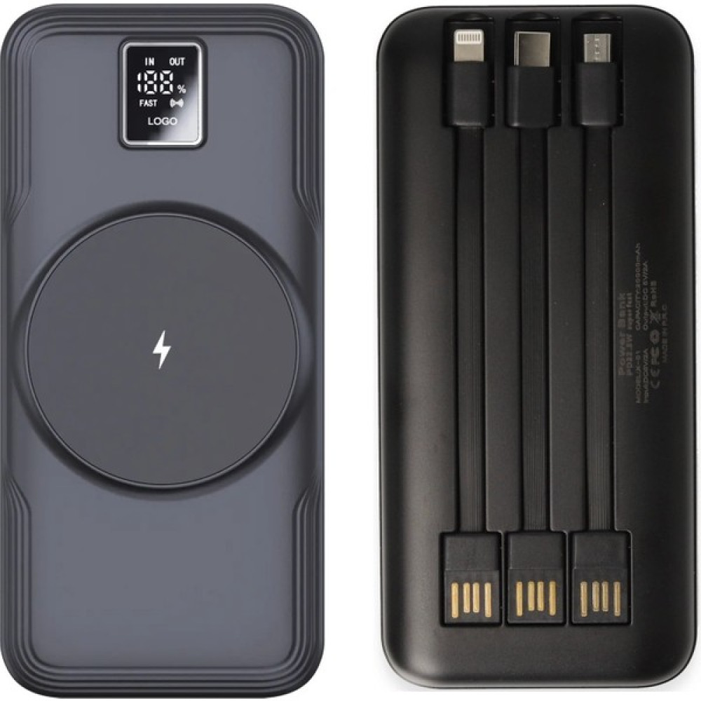 Coverzone LCD Ekranlı Wireless Powerbank 20000 22.w Dahili Lightning Type-C Micro USB Kablolu Kablosuz Şarj Özellikli Güç BANKASIX01 - Siyah Taşınabilir Şarj Cihazı - Powerbank Fiyatı