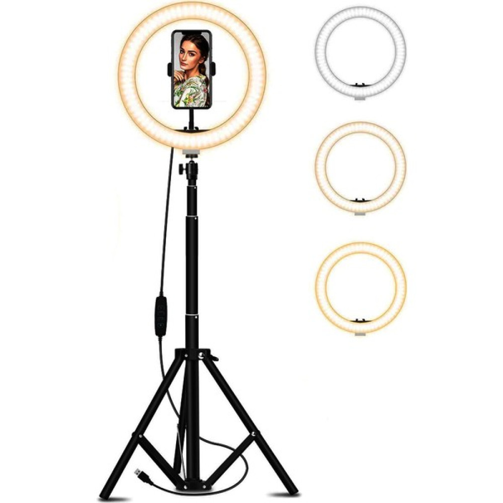 CoverZone LED Işıklı Halka 13 Inch Selfie yayıncı makyaj Işığı 210 cm Tripod Tripodlar Fiyatı