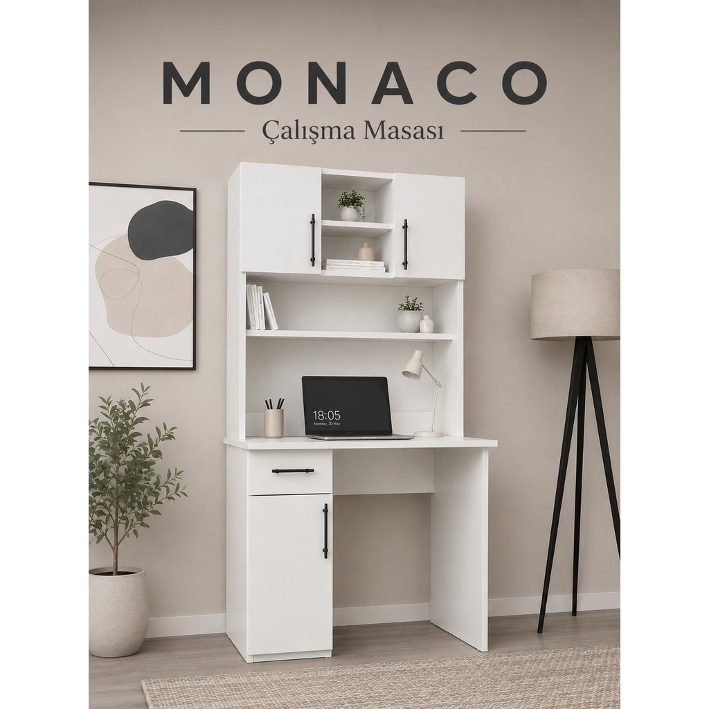 Cozibo Monaco Çalışma Masası Beyaz - 173 x 90 x 50 Çalışma Masası Fiyatı