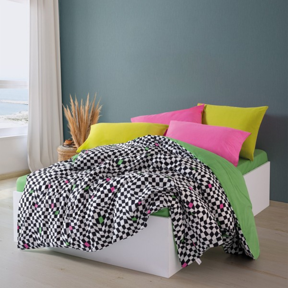 Cozy Home Popping Colors Çift Kişilik Lastikli Çarşaflı Nevresim Takımı Dazzle Yeşil - 200 x 220 cm Diğer Fiyatı