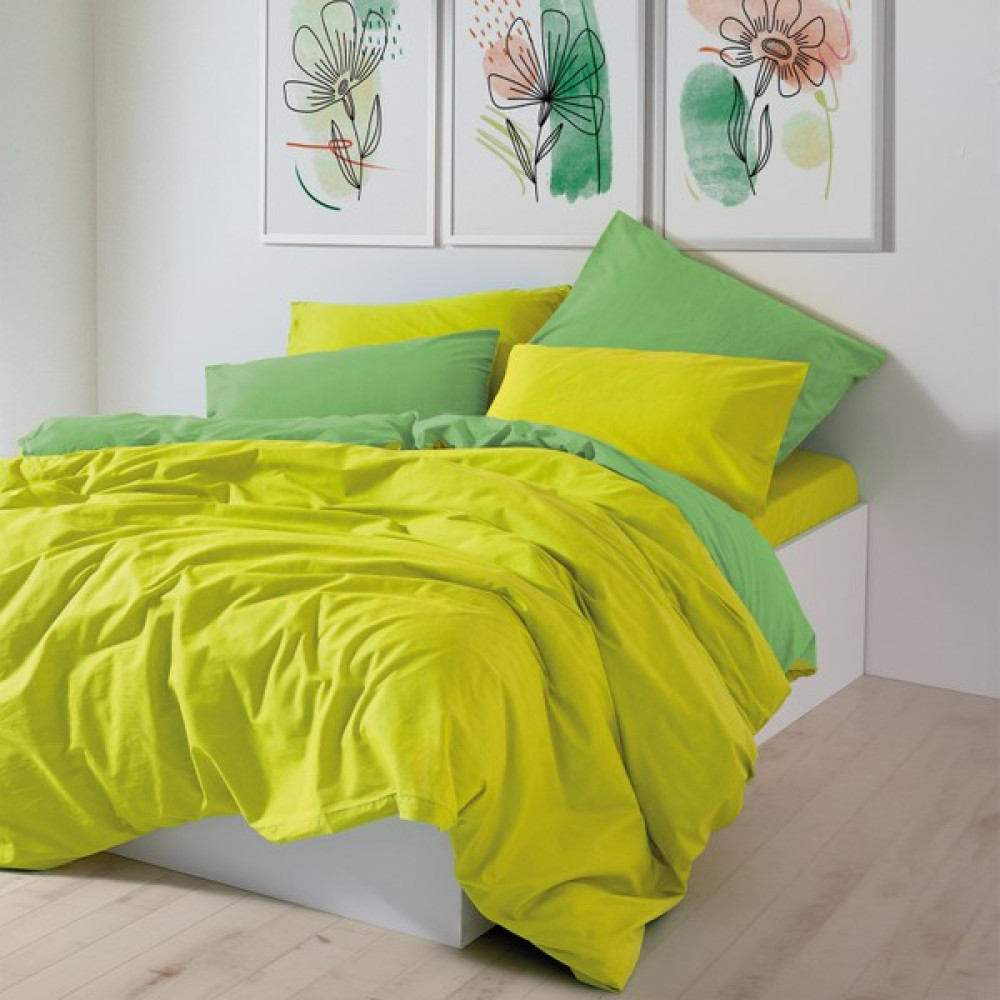 Cozy Home Popping Colors Çift Kişilik Lastikli Çarşaflı Nevresim Takımı Sage Sarı-Yeşil - 200 x 220 cm - Yeşil - Sarı Diğer Fiyatı