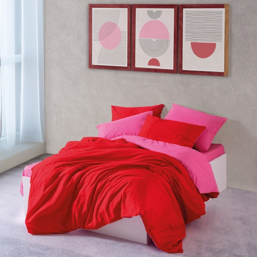 Cozy Home Ranforce Kırmızı & Fuşya Çift Kişilik Nevresim Takımı - Popping Colors - 200 x 220 cm Diğer Fiyatı