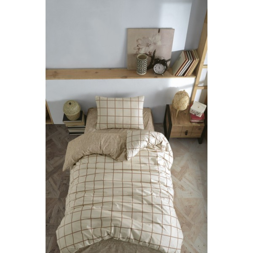 Cozy Home Tek Kişilik Lastikli Çarşaflı Nevresim Takımı Kare Krem - 160 x 220 cm Nevresim Takımı Fiyatı