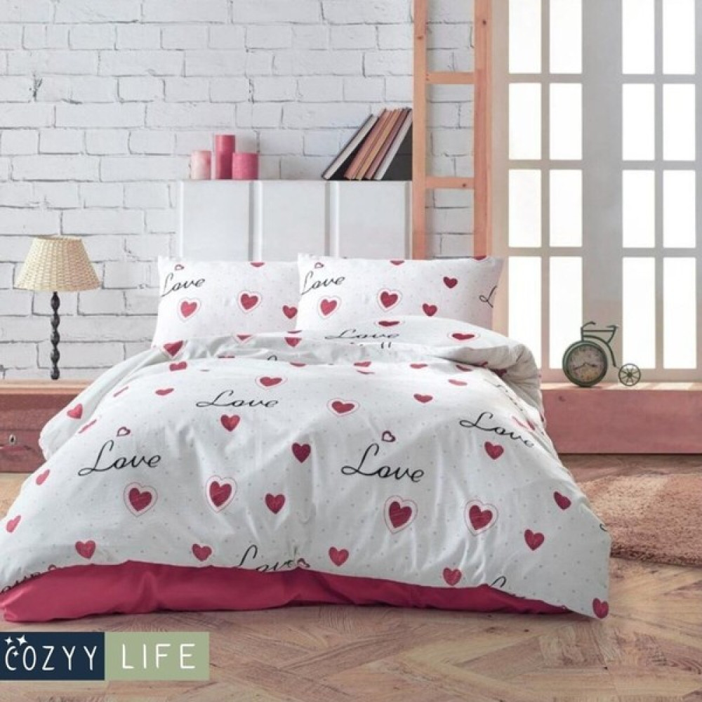 Cozyy Life Amour Çift Kişilik Nevresim Takımı - Kolay Ütülenir - Kutulu - Kırmızı - Beyaz - 200 x 230 cm Nevresim Takımı Fiyatı