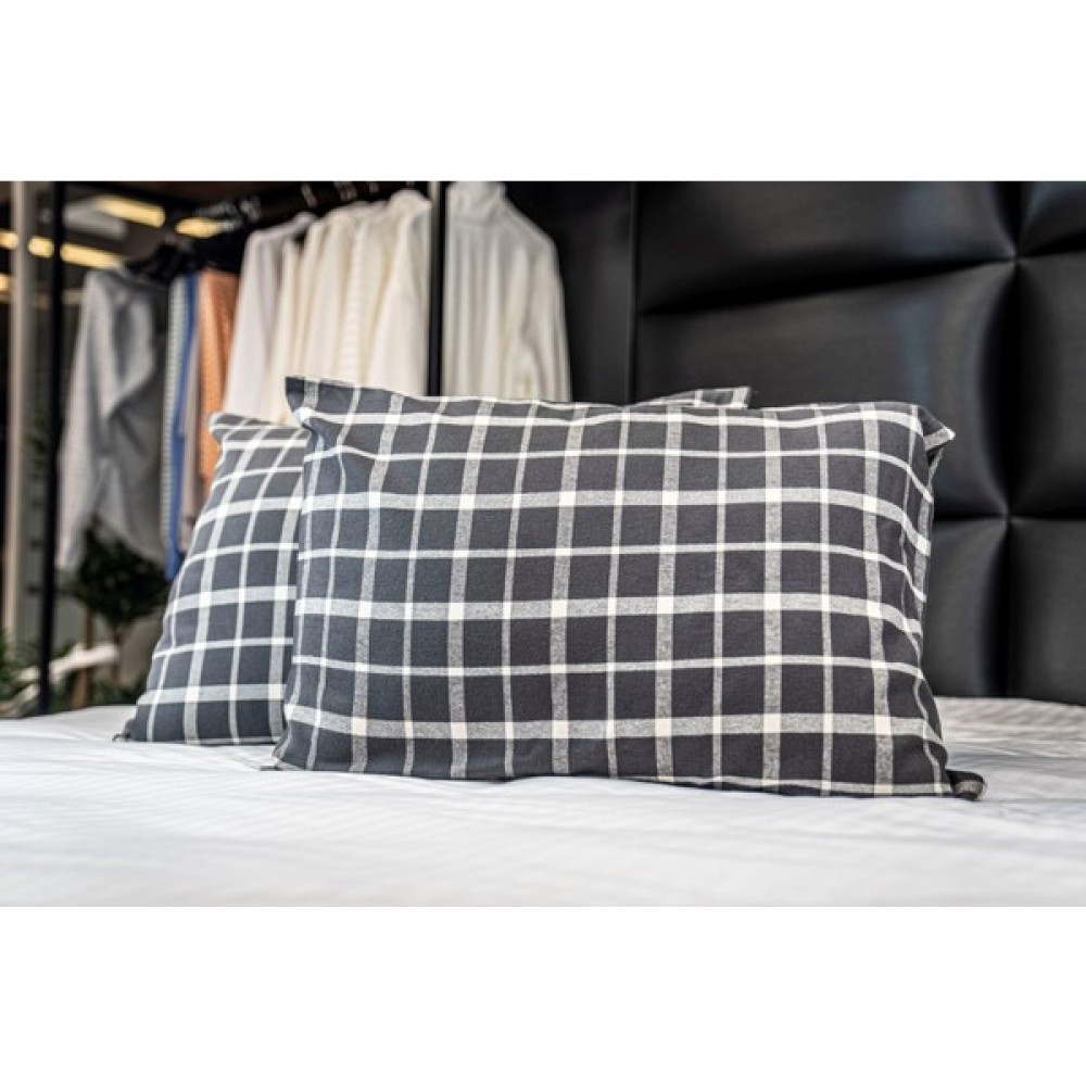 Cozyy Life Antrasit Gri Kareli Beyaz Çizgili Flanel 2'li Yastık Kılıfı 50X70 - 50 x 70 - Siyah - Beyaz Yastık Kılıfı Fiyatı
