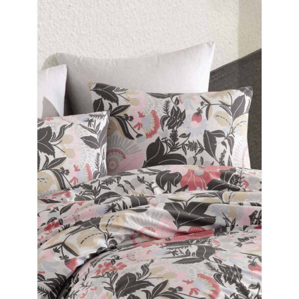 Cozyy Life Nevresim Takımı - Yonca - Çift Kişilik - %100PAMUK - Ranforce - 4 Yastık Kılıflı - 240 x 260 cm - Antrasit - Gri - Pembe Nevresim Takımı Fiyatı
