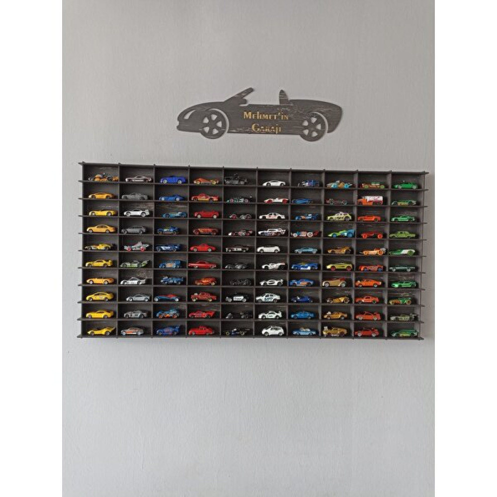 Cr Design Ahşap Araba Rafı 100 'lü Dekoratif Eskitme Siyah 1/64 (Hotwheels ve Matchbox Arabalar Için Uygundur) Duvar Rafı Fiyatı