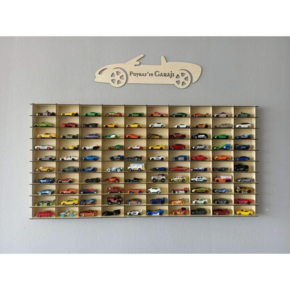 Cr Design Ahşap Araba Rafı 100'lü Yatay Akça Ağaç (Krem) Renk (Hotwheels ve Matcbox Arabaları Için Uygundur) Duvar Rafı Fiyatı