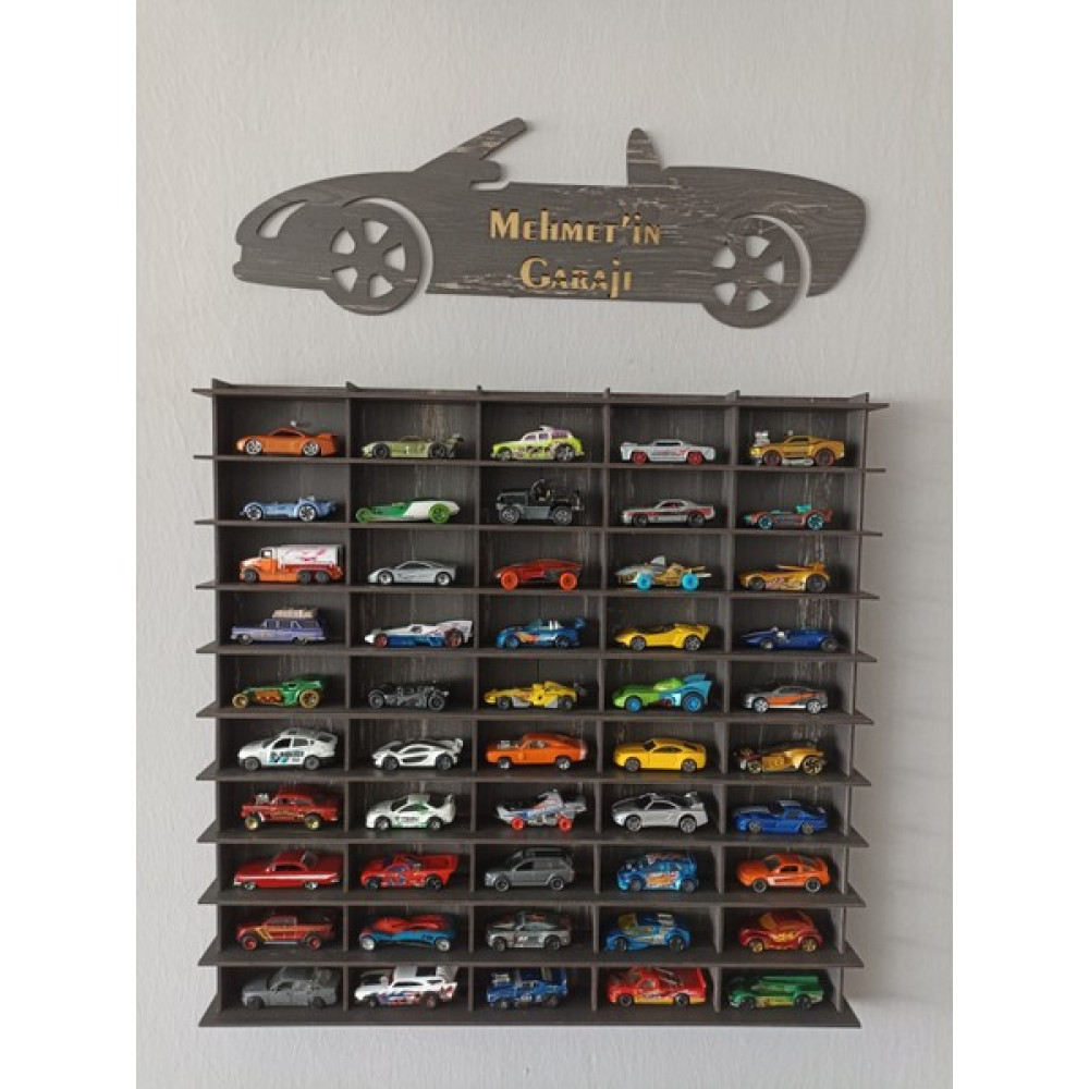 Cr Design Oyuncak Araba Rafı 50'li Eskitme Siyah (Hotwheels ve Matcbox Arabaları Için Uygundur) Duvar Rafı Fiyatı