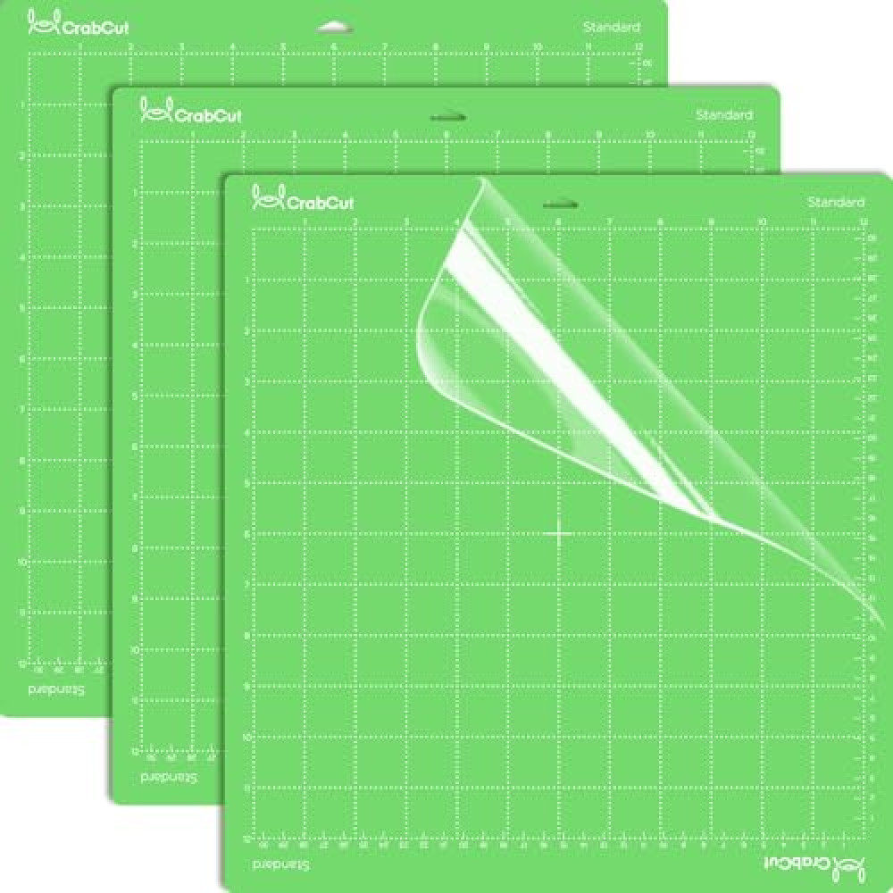 Crabcut Cutting Mats for Cricut Maker 4/Explore 4/Maker 3/Explore 3/Air 2: 12x12 Inch 3Pack Green StandardGrip Durable Long Lasting Standard Stickness Replacement Cut Mat for Siser Juliet Romeo