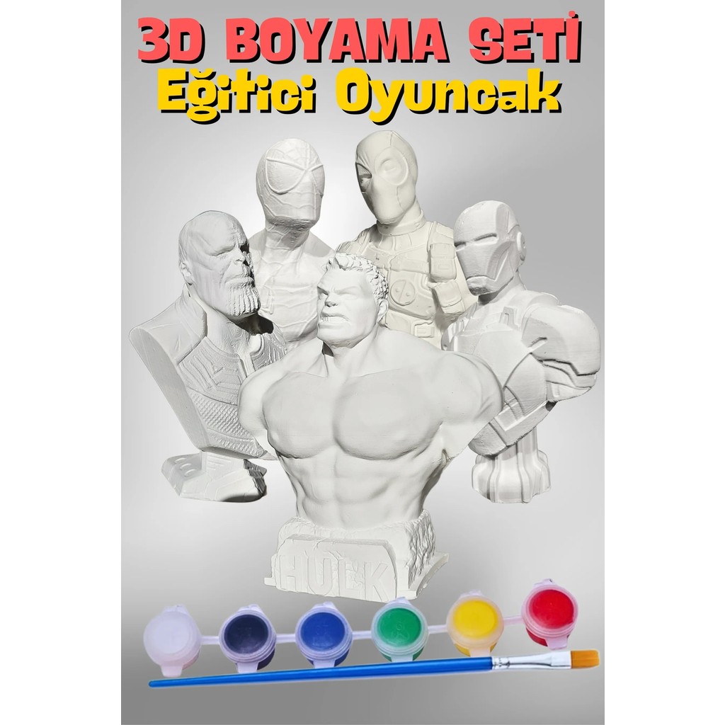 Craft 3D Atölye Marvel(Avengers) 5'li Süper Kahramanlar Beton/taş/figür/büst Boyama Seti-Çocuk Boyama Etkinliği Eğitici Oyuncak Fiyatı