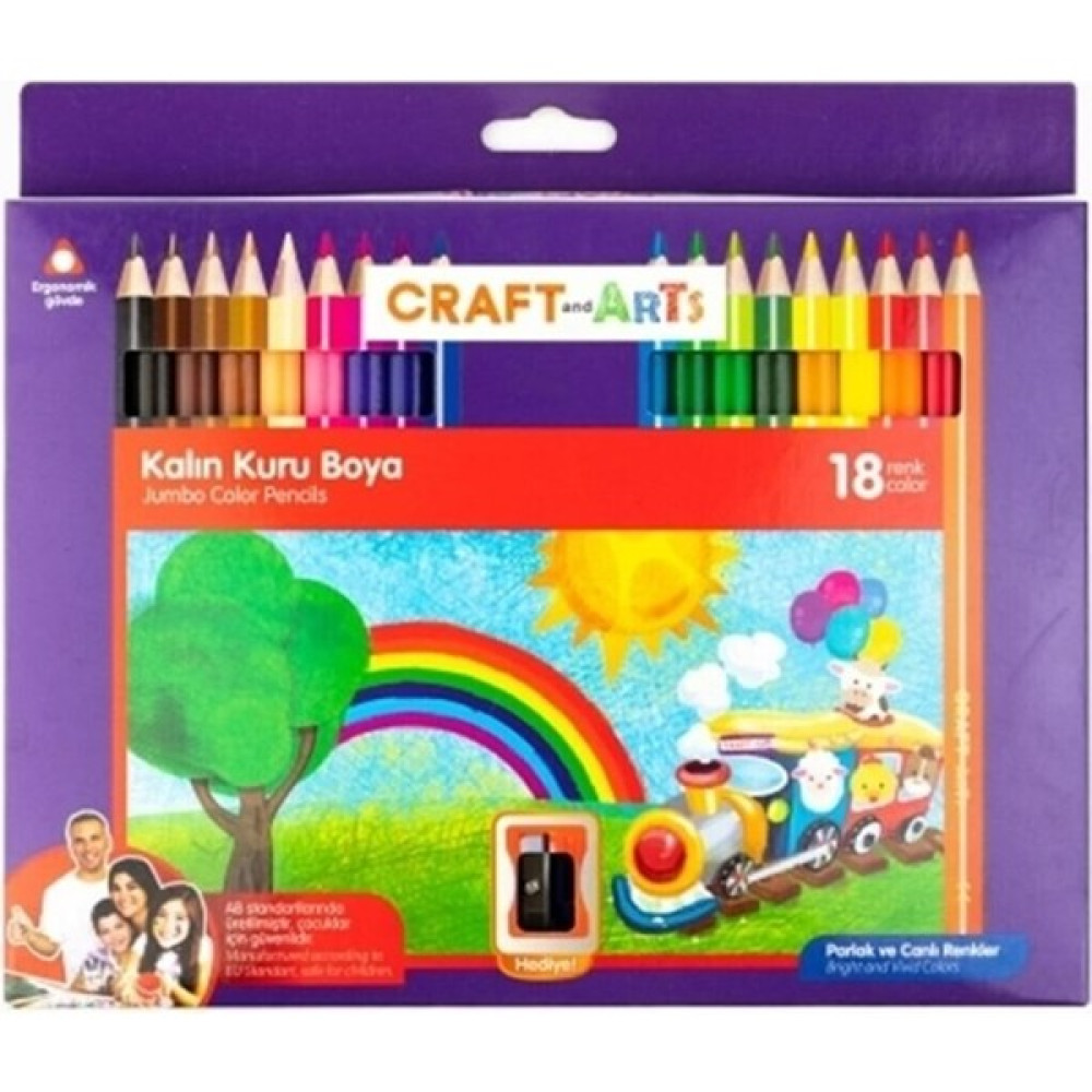 Craft and Arts Craft&arts Kuru Boya Jumbo 18 Li Paket Kuru Boya Kalemi Fiyatı