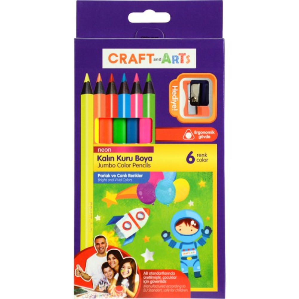 Craft And Arts Jumbo Neon Kuru Boya 6 Renk Kuru Boya Kalemi Fiyatı