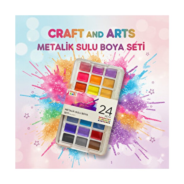 Craft And Arts Sulu Boya Metalik 24 Renk 24X30 mm - Çok Renkli Sulu Boya Fiyatı