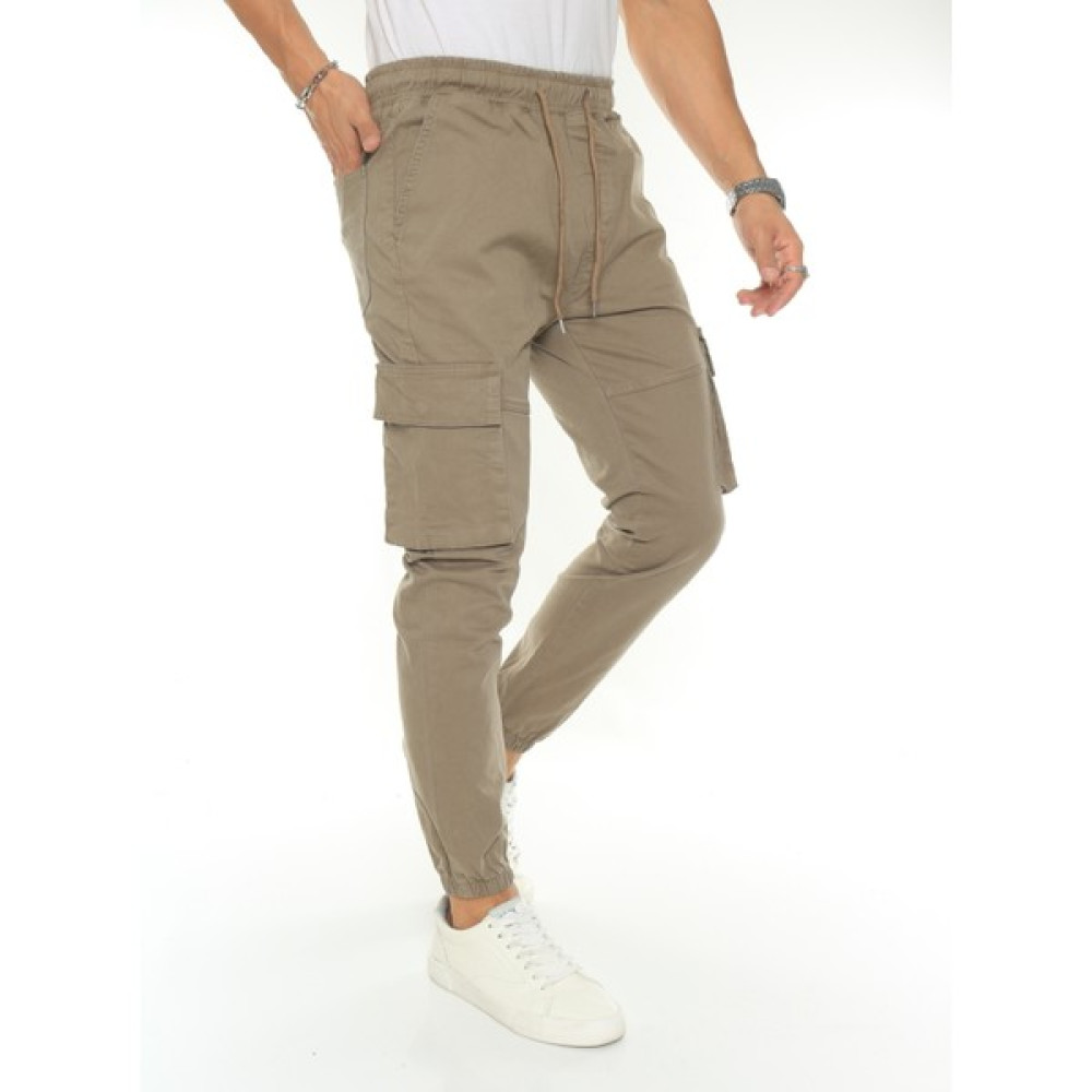 Craft Denim Erkek Kargo Cep Bej Renk Lastik Paça Jogger Pantolon Erkek Pantolon Fiyatı