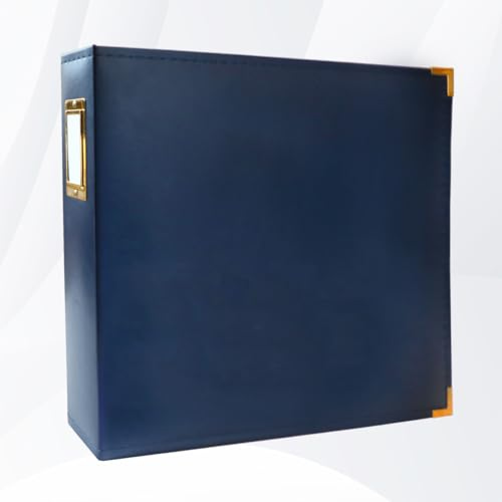 Craftask 12x12 Photo Album 3 Ring Binder, Leather Cover Scrapbook Album 12x12 D-Ring with 10 Plastic Sleeves - Navy Blue