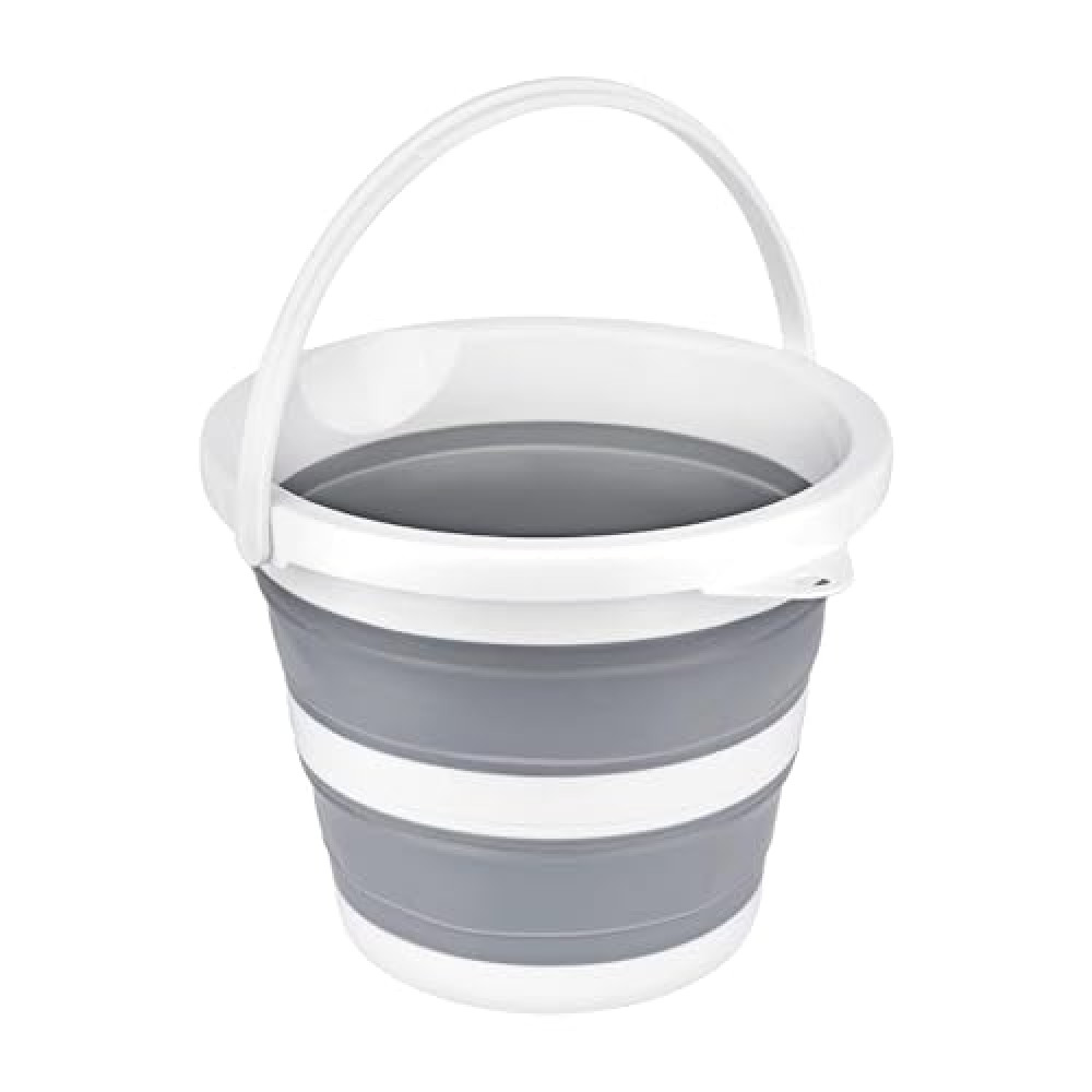 Craftend Collapsible Bucket 5L 1.3Gallon Small Cleaning Bucket Mop Buckets for Household Outdoor Car Washing Tub Plastic Foldable Portable Camping Beach Sand Water Pot Pail Space Saving Round
