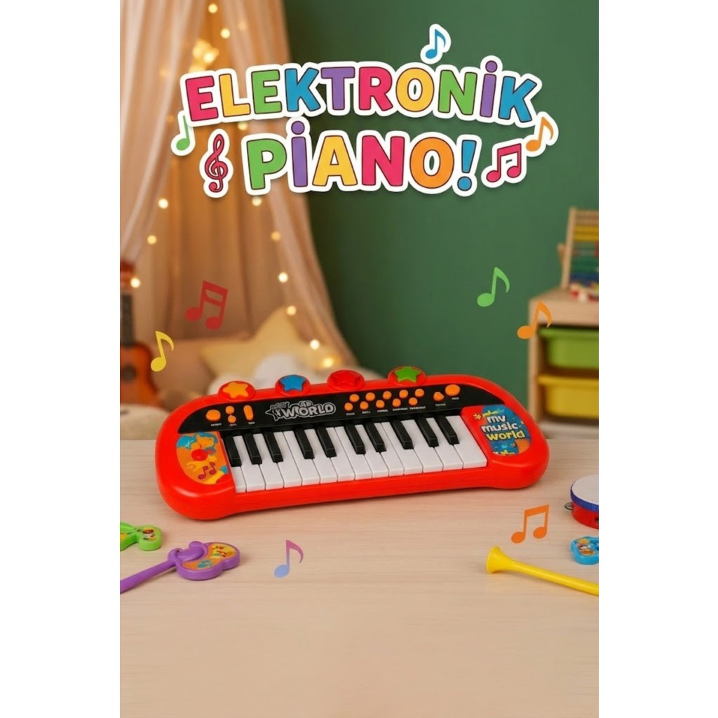 Craftivio Işıklı ve Müzikli Eğitici Piyano Org - 41 cm Büyük Boy Çocuk Müzik Aleti - Çok Renkli Diğer Fiyatı