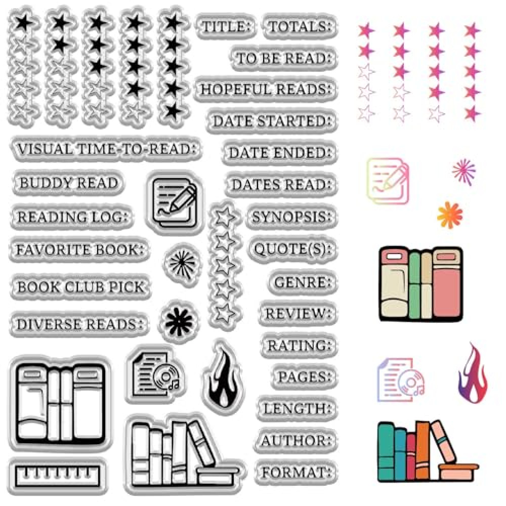 CRASPIRE Diary Journal Clear Stamp for Card Making Words Transparent Rubber Stamps Reusable Mixed Shapes Silicone Stamp Crafting DIY Scrapbooking Photos Album Decorative Stamp Sheets