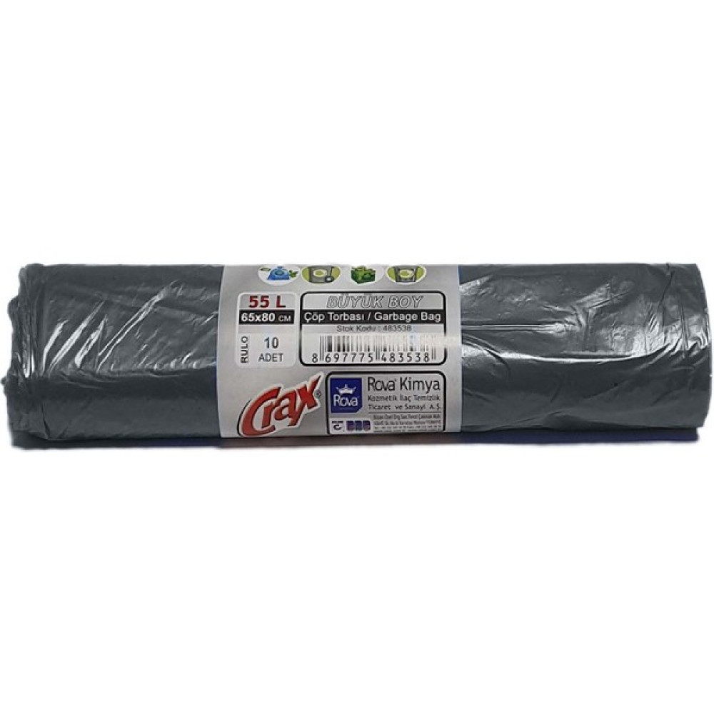 Crax Standart Büyük Boy Çöp Torbası Siyah 10'lu (100 Rulo) - 120 x 150 cm Oto Boyaları Fiyatı