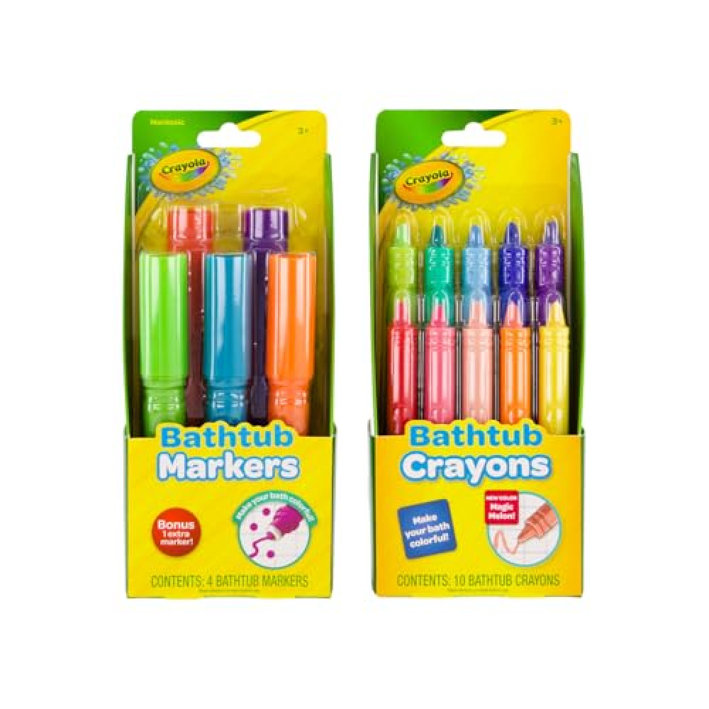 Crayola Bathtub Crayons & Bath Tub Markers Gift Set – 10 Total Crayons & 5 Total Markers, Varying Colors including Inchworm Green & Firefly Red, Non-Toxic, Ages 3+