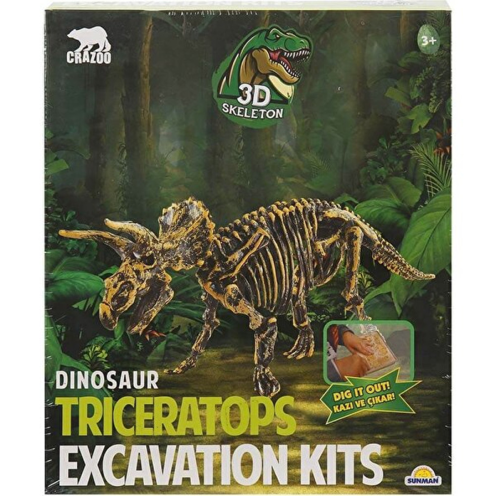 Crazoo 3D Fosil Kazı Seti: Dinozor Triceratops Eğitici Oyuncak Fiyatı