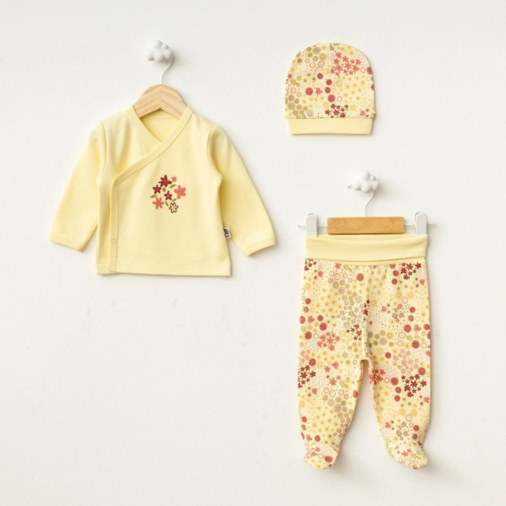 Crazy Baby Flowers Zıbın 3'lü Takım Bebek Giysi Takım Fiyatı