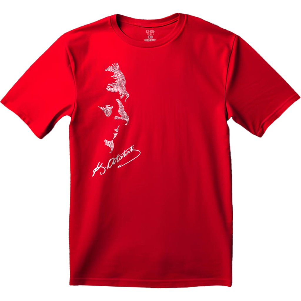 Crea Eymer Wear Atatürk Kristal Taş Baskılı Kırmızı Tişört Giyim & İç Giyim Fiyatı