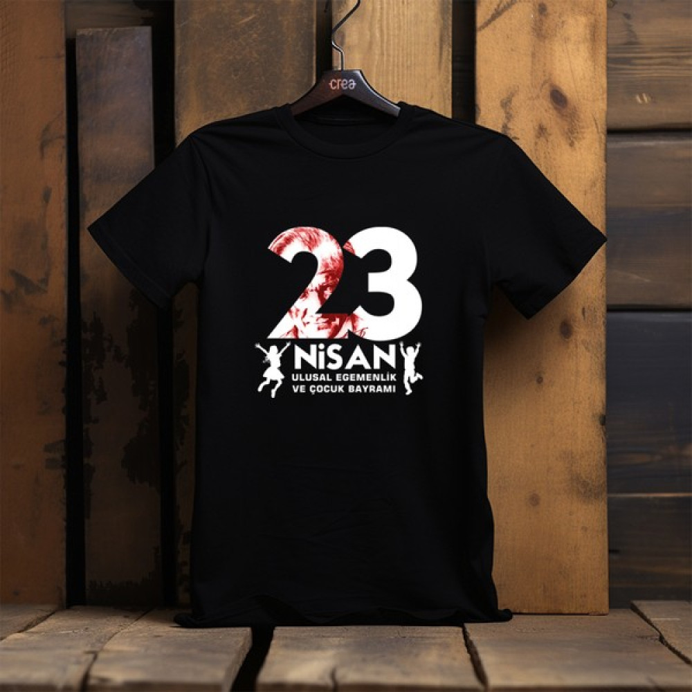 Crea Eymer Wear Çocuk Bayramı 23 Nisan Özel Tasarım Baskılı Premium Siyah Tişört Bayan T-shirt Fiyatı