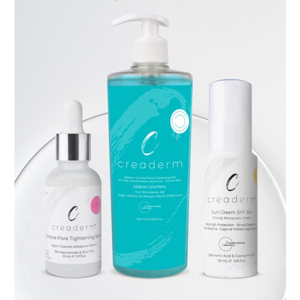 Creaderm Sebum Control Yüz Temizleme Jeli & & Spf+50 Güneş Kremi Cilt Bakım Seti Güneş Kremleri ve Losyonları Fiyatı