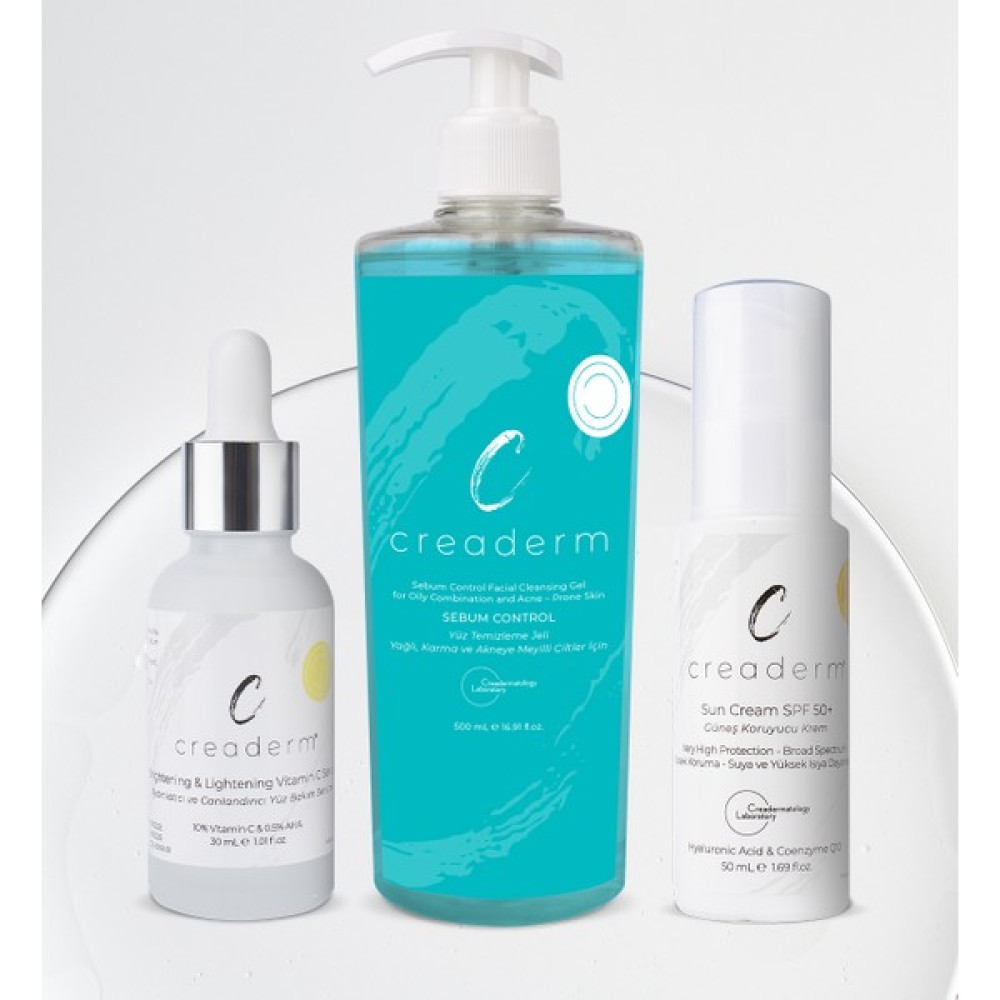 Creaderm Sebum Control Yüz Yıkama Jeli & C Vitamini Serum & Spf+50 Güneş Kremi Cilt Bakım Seti Oto Boyaları Fiyatı