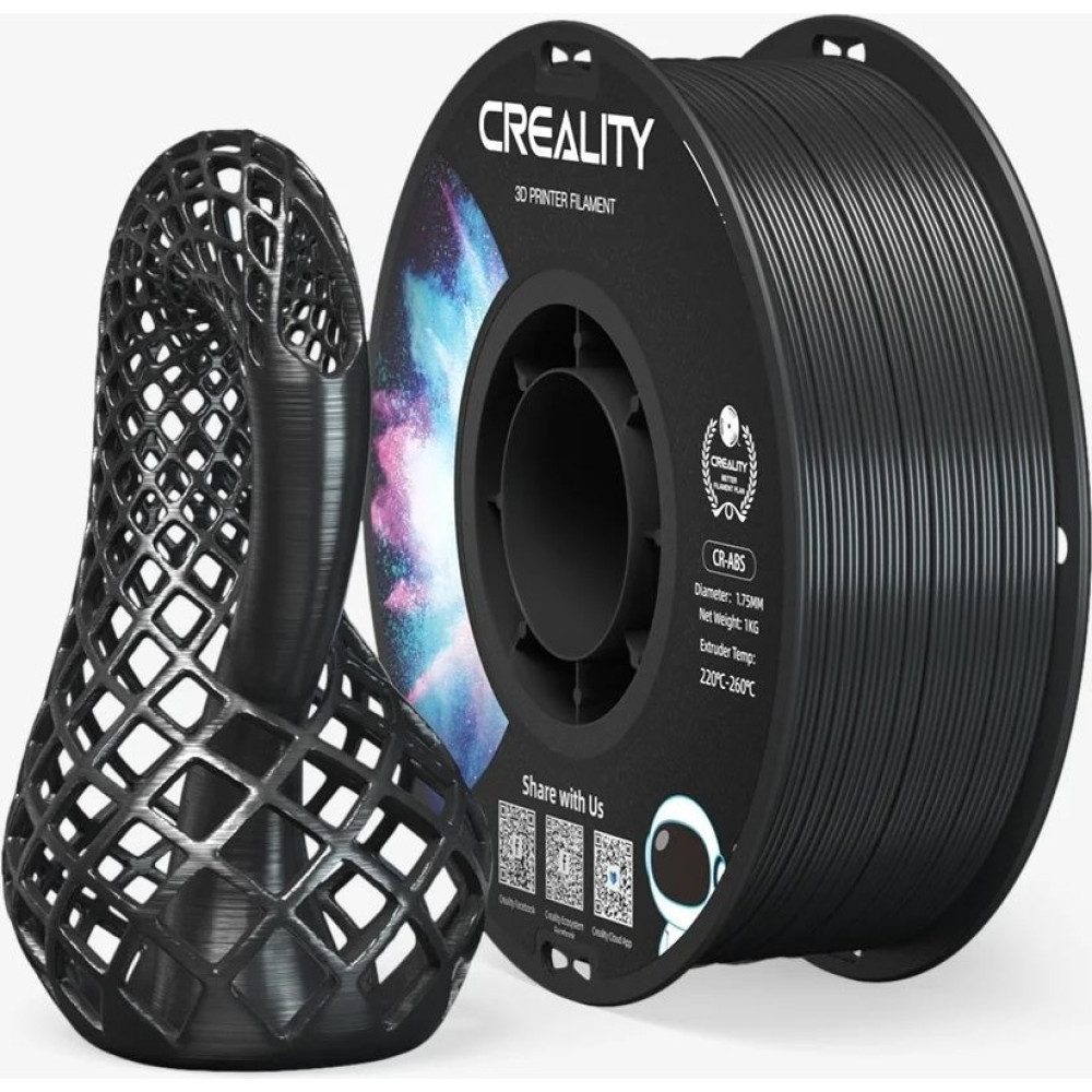 Creality Cr-Abs 1.75MM 1000GR Siyah Filament ABS Malzeme ile Düşük Büzülme Oranı Filament Fiyatı