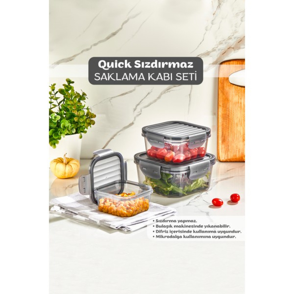 Createros Home Quick Sızdırmaz Saklama Kabı Seti Mikro Dalga Uyumlu Erzak Kabı 3'lü Saklama Kapları Fiyatı
