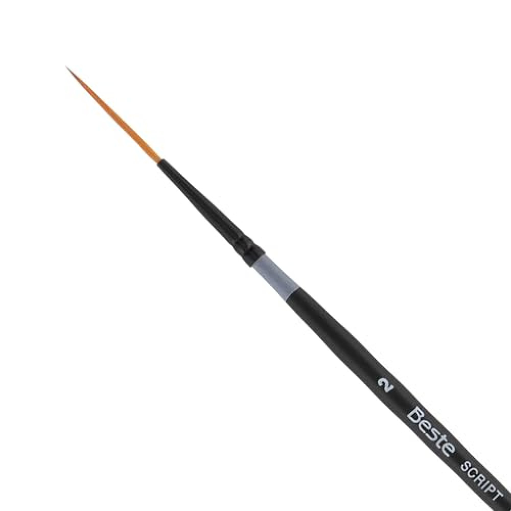 Creative Mark Beste Golden Taklon Script Liner #6 Artist Brush, Professional Watercolor Brushes, for Acrylic Painting, Short Handle, Sharp Edges, Hand-Tied & Shaped