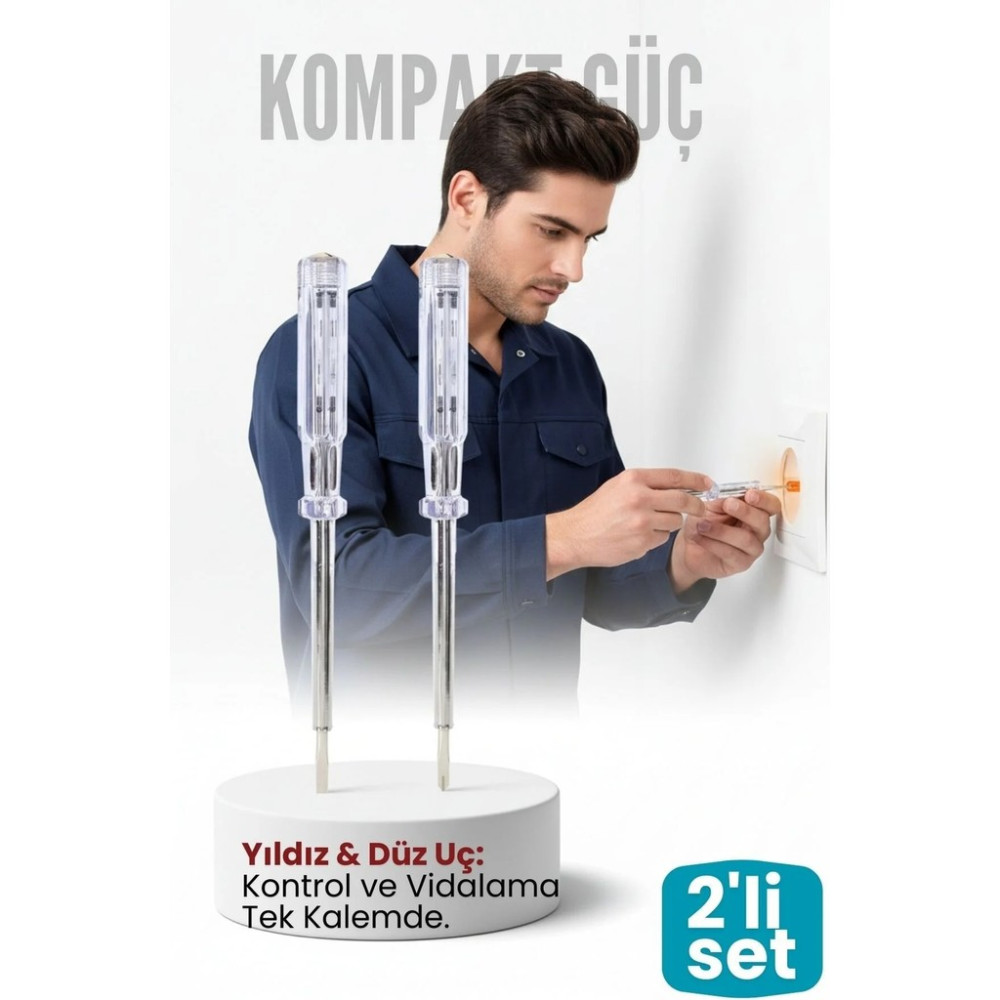 Creatividad Solutions 2'li Set Elektrik Kontrol Kalemi Tornavida Yıldız Düz Uçlu 718718 Tornavida Fiyatı