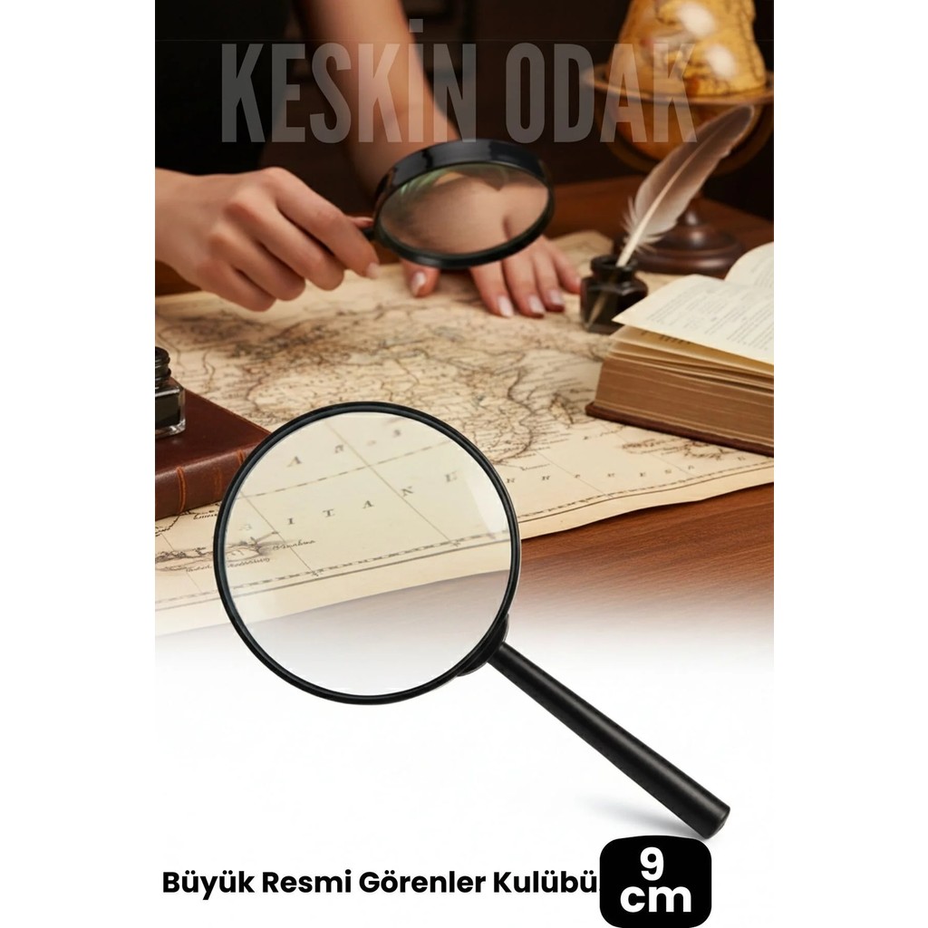 Creatividad Solutions 9 cm Optik Lensli El Tipi Büyüteç | Profesyonel Okuma, Hobi, Koleksiyon Merceği 722537 Büyüteç Fiyatı