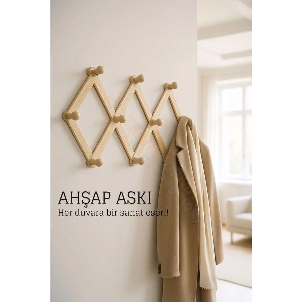 Creatividad Solutions Ahşap Akordeon Duvar Askısı - Dekoratif, Çok Amaçlı, 10 Kancalı Akıllı Askılık 722371 - Çok Renkli TV Aksesuarları Fiyatı
