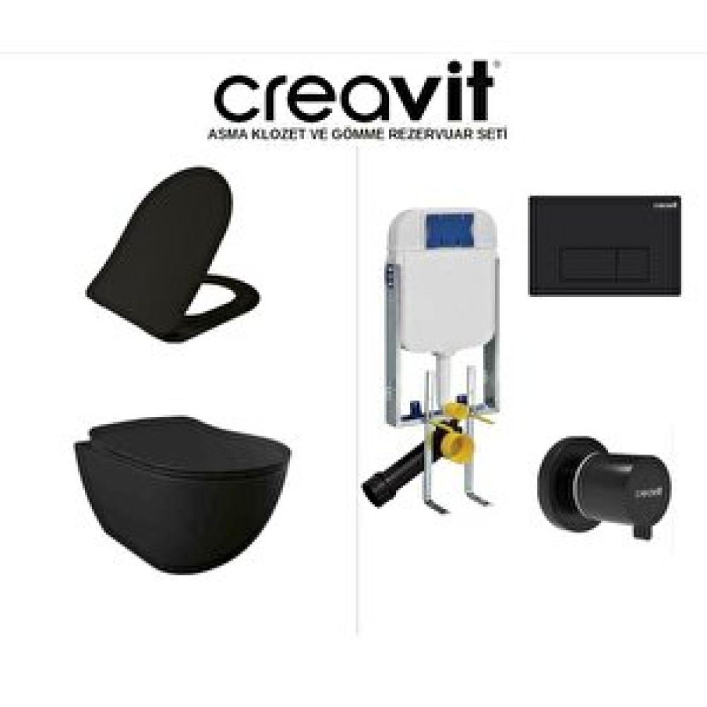 Creavit Fe320 Asma Klozet Ve Gömme Rezervuar Seti Mat Siyah Klozet Fiyatı