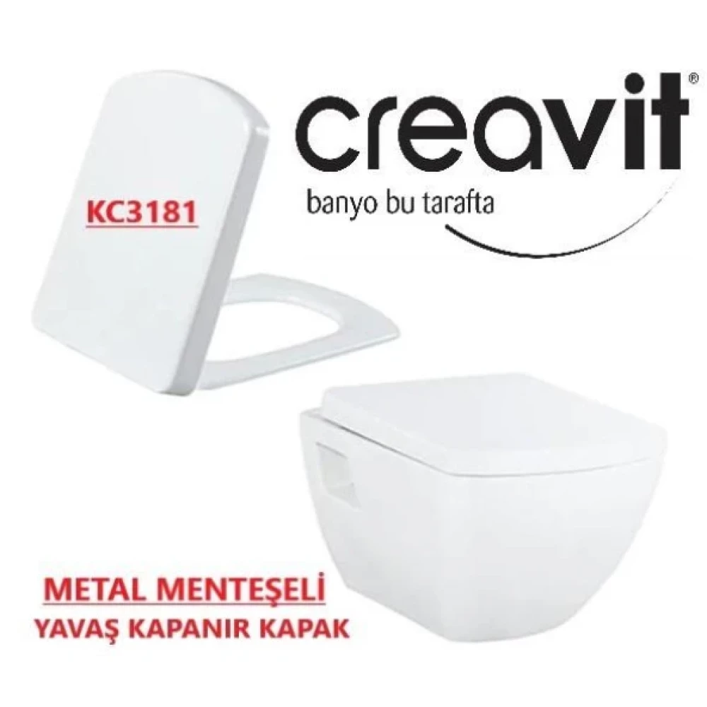 Creavit Tp326 Asma Klozet + Kc3181 Metal Menteseli Yavas Kapanir Duroplast Klozet Fiyatı